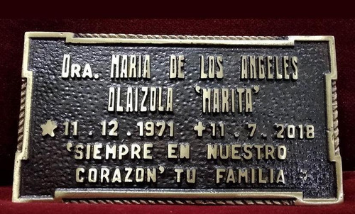 Placa Recordatoria Cementerio 25x15 Fundicion De Bronce