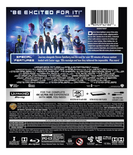 Ready Player One 4k + Blu-ray