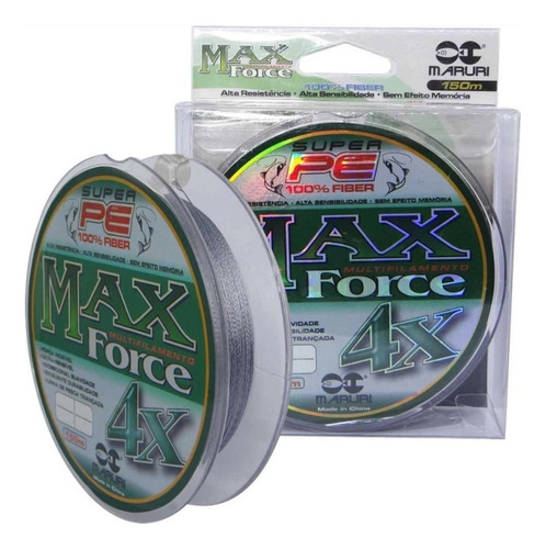 Linha Multifilamento 4x Max Force 0,24mm 30lbs 150m Cinza