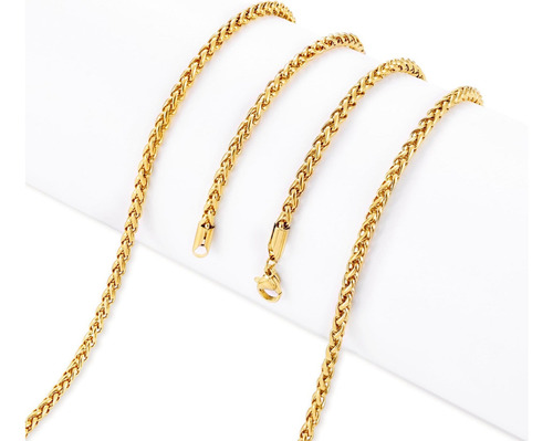 Sjx Collar De Cadena De Trigo Chapado En Oro Fiusem For