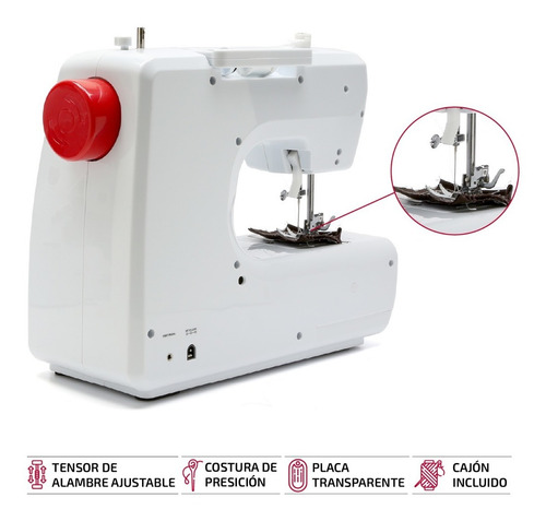 Imagen 5 de 7 de Máquina De Coser Recta Femmto Hlt16 Portable Blanca 220v