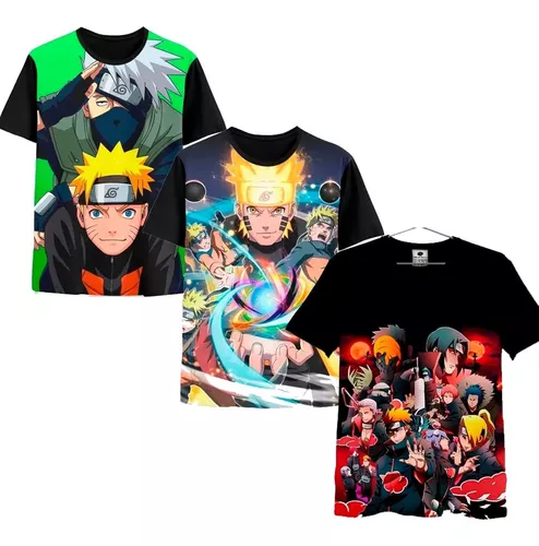 Camiseta Camisa 3d Full Anime Naruto Uzumaki Desenho Animado