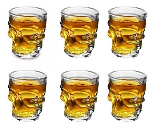 Set 6 Vaso Whisky Tequilero Shots Craneo Calavera 65ml