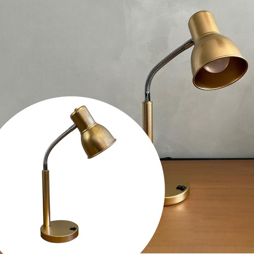 Luminaria de Mesa Abajur Flexivel Lateral de Cama Cabeceira Quarto Leitura Soquete E27 Fio 1,5m com Liga e Desliga Na Base Tensao Bivolt