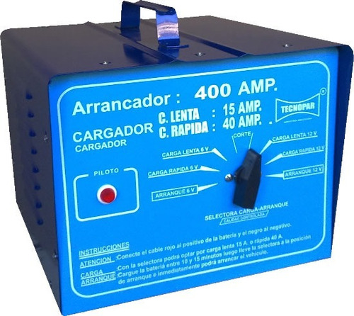 Cargador De Baterias Port.  40 Amp. Arranque 400 Amp. 6-12v