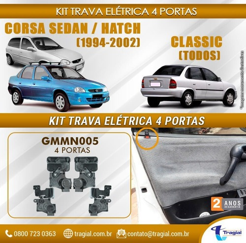 Imagem 2 de 4 de Kit Trava Elétrica Tragial Gmc4 Mn Gm Corsa E Classic 4porta