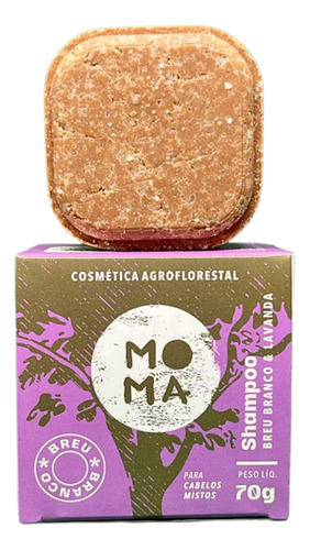 Shampoo Sólido em Barra Vegano Natural Breu e Lavanda Cabelos Mistos Low Poo Biodegradável 70g