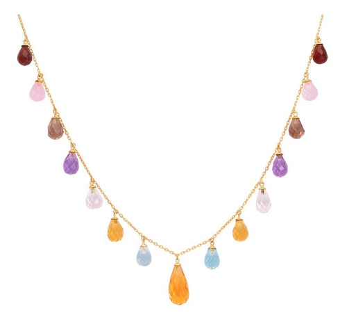 Imagem 2 de 4 de Conjunto Brincos/garg Briolet Pendurado Em Ouro 18k/750