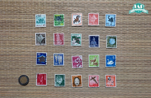 Colección 20 Timbres Postales Antiguos De Japón De 70´s