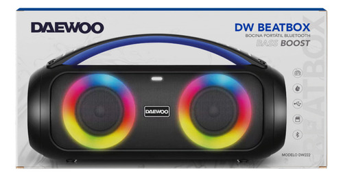 Alto-falante Bluetooth de 3x2 polegadas com subwoofer Daewoo Beatbox cor preta
