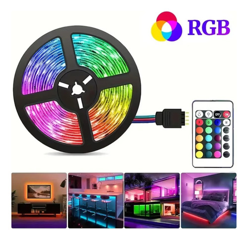 Faixa De Led Rgb De 2m 5v 5050 30leds/m Com Controle Remoto