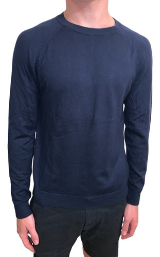 Pullover Pull&bear Azul. Talle S-36 Elastizado Al Cuerpo