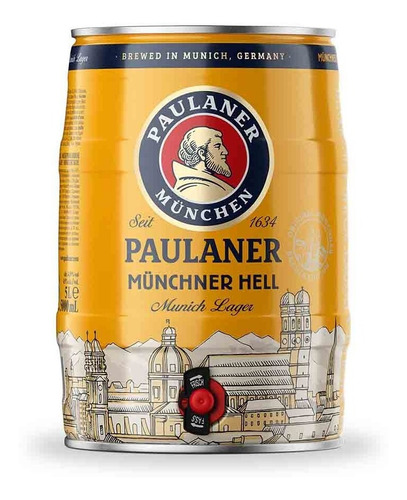 Barril De Cerveza Alemana Paulaner Lager 5 Litros