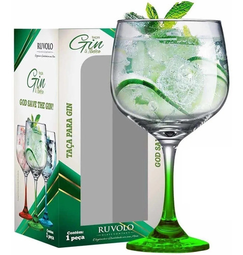 Taça De Gin Club Haste Verde 705ml Ruvolo