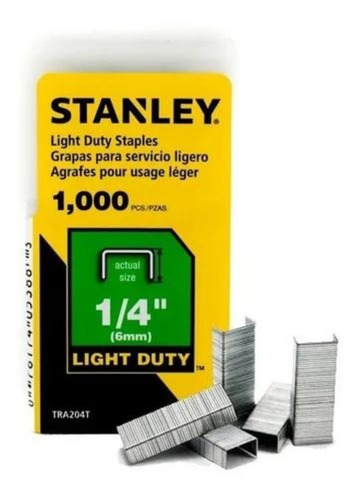 Grapas Stanley Para Trabajo Ligero 1/4' 6 Mm 1000 Unidades