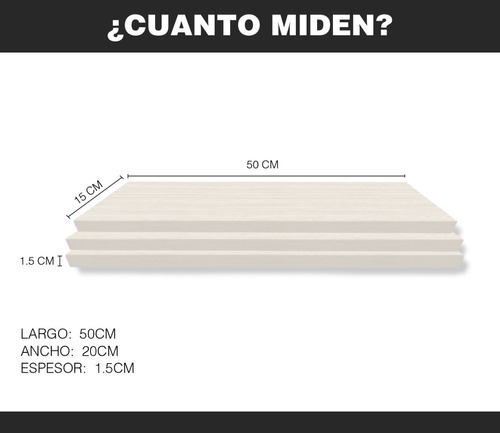 Imagen 4 de 9 de Set De 3 Repisas Flotantes Minimalistas Madera 50x15 Cm Color Teca Ártico