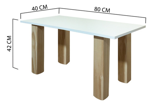 Mesa Ratona Auxiliar Arrime Moderna 80 Madera Maciza Sajo Color Blanco/Natural
