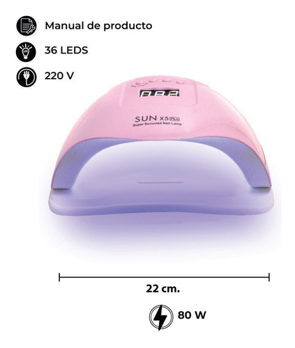 Imagen 4 de 7 de Lampara De Uñas Lampara Uv 80 W Profesional Secado De Uñas