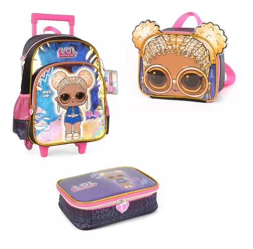 Kit Mochila Escolar Infantil Lol Bffs 4 Eva Com Rodinhas