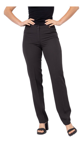 Pantalon De Vestir Elastizado Talles Grandes Recto Mujer 