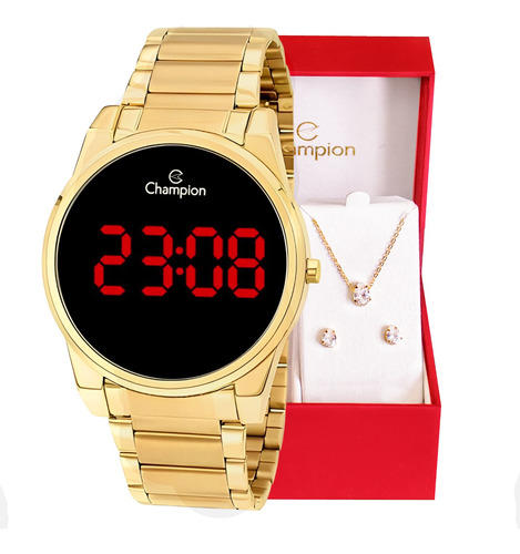 Relógio Champion Feminino Digital Dourado Ch40062u Original