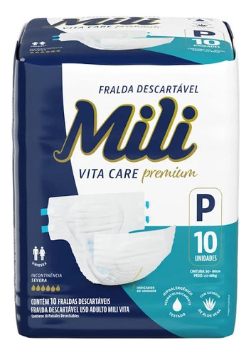 Fralda Adulto Mili Vita Care Premium P 10 Unidades - Mili