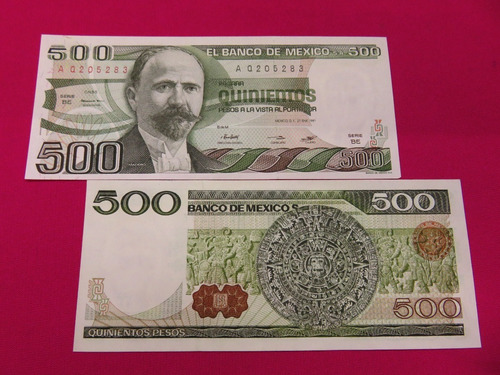 Imagen 2 de 3 de Billete 500 Pesos Madero Calendario Azteca Con Marca De Agua