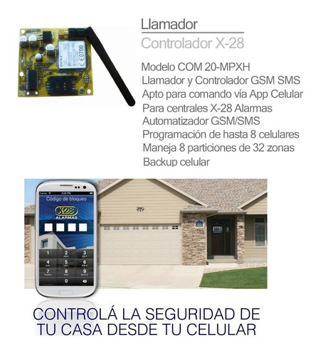 Kit Alarma X28 Casa Domiciliaria Llamador Gsm Comando Via App Celular