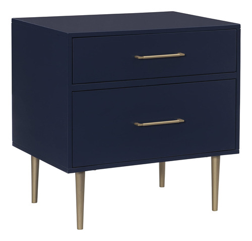 Linon Modern Gold Hardware Lennon - Mesita De Noche Con Dos. Color Azul Marino