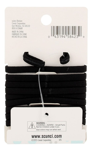 Elásticos Negros Scunci All Day Hold Anti-slip Grip, 10 Unid