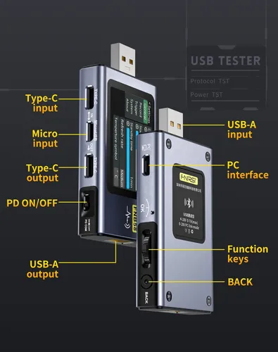 Tester Usb Modelo Actualizado Con Bluetooth, Multímetro Usb