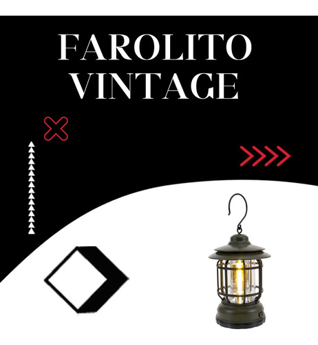 Lampara Farol Portátil Luz Led Jardin Patio 360 Recargable Verde