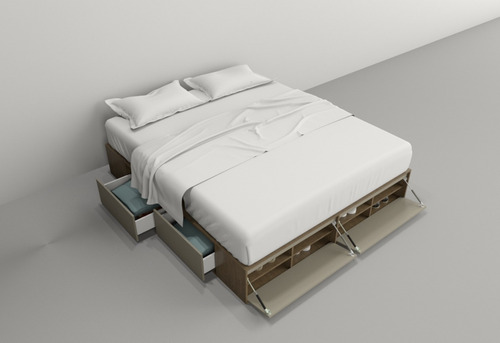 Imagen 5 de 10 de Box De Cama Con Cajonera + Zapatero Base Somier 1,80/ 2,00 M