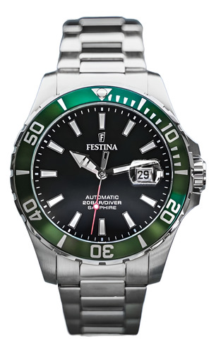 Reloj Festina F20531.2 The Originals Diver 200 Mts Zafiro Gris Plata Verde Negro