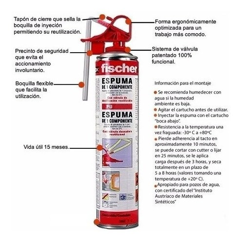 Imagen 4 de 8 de Espuma Poliuretano Expandido Aerosol Pu 1/500 Fischer
