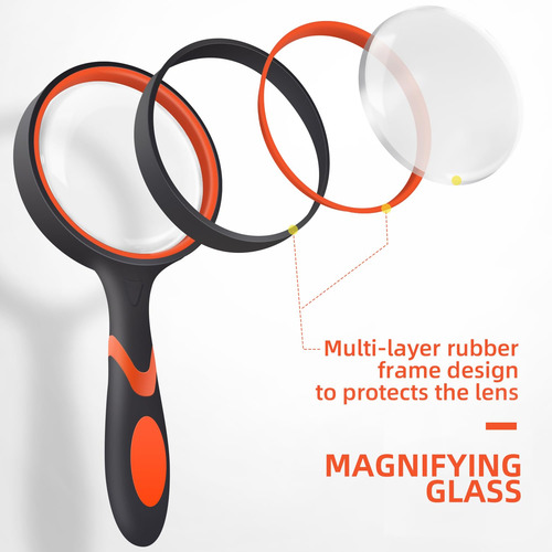 2 Pack 75mm 10x Handheld Magnifying Glass Shatterproof