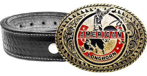 Cinto Com Fivela American Longhorn Boiadeiro Rodeio