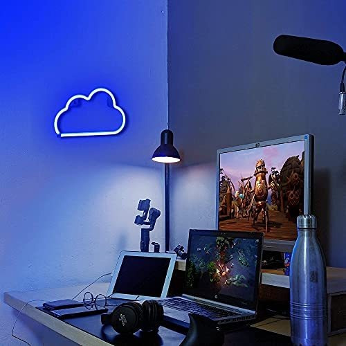 Señal Neon Nube Luz Azul Alimentado Usb Interruptor Led