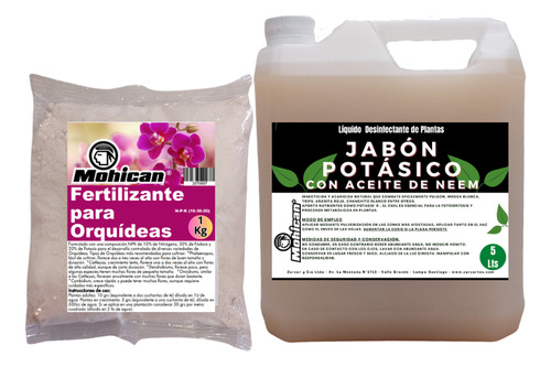 Promo Jabón Potásico Aceite Neem 5lts + Ferti Orquideas 1kg