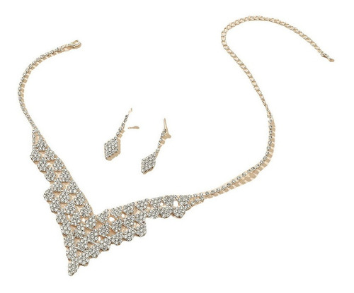 Conjunto Set Para Boda Collar Y Aretes Con Zirconias Nupcial