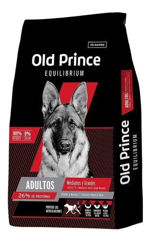 Alimento Old Prince Equilibrium para perro adulto de raza mediana y grande sabor pollo y arroz en bolsa de 20 kg