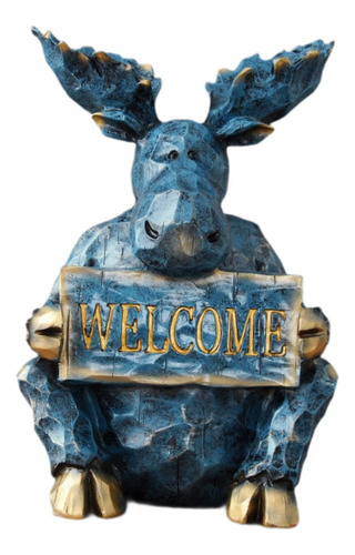 Estatua De Resina Escultura De Reno Para Sembrado Azul