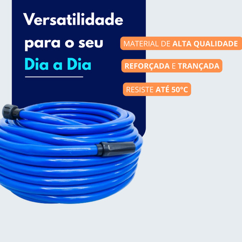 Mangueira De Jardim 25m Metros Reforçada Trançada Não Dobra Azul