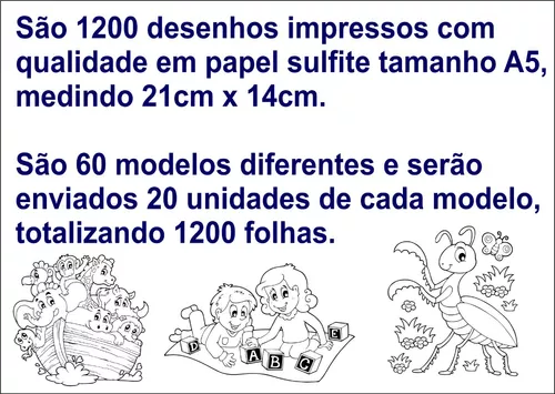 Desenhos para Colorir Folhas Soltas Sulfite Grande com 20 ou 50 Desenhos