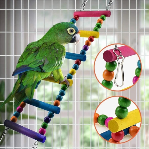 Imagen 3 de 7 de 6 Set De Juguete De Loro De Pájaro Escalera Columpio Puente