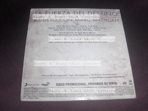 Sandra Echeverria Marc Anthony Fuerza Del Destino Cd Single (Usado)