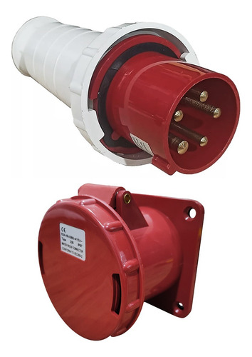 Clavija Ploga Y Enchufe Socket Mural Roja 3p+n+t 63a 415v