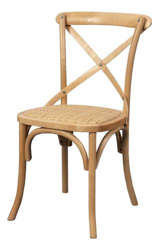 Imagen 1 de 7 de Silla De Comedor Vienesa Cross Madera Beech Asiento De Ratan
