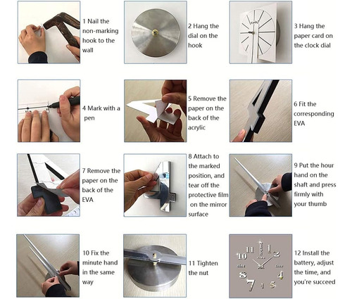 Cugbo Diy Reloj De Pared Moderno Grande 3d Pegatizas De Espe