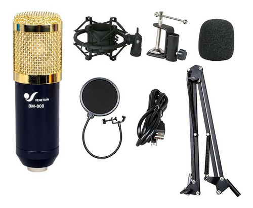 Imagen 4 de 4 de Micrófono Venetian BM-800 condensador cardioide negro/dorado